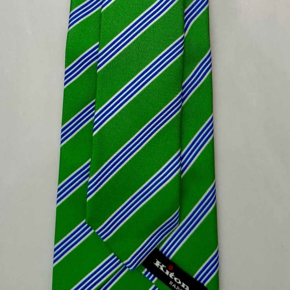 Kiton Vibrant Green and Blue Striped Tie
